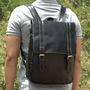 Black Genuine Leather Backpack With Straps Detail, thumbnail 1 of 5