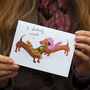 Sausage Dog Couple Valentine Or Engagement Card, thumbnail 1 of 3