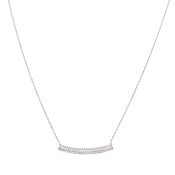 Sterling Silver Concave Bar Necklace White, 10 of 10
