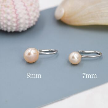 Genuine Pink Freshwater Pearl Hook Earrings, 7 of 12
