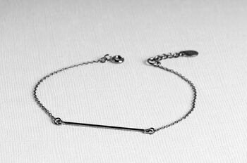Minimalist Oxidised Sterling Silver Bar Bracelet, 2 of 9