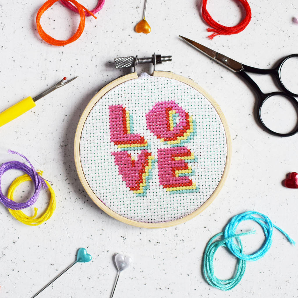 Love Mini Cross Stitch Craft Kit By The Make Arcade