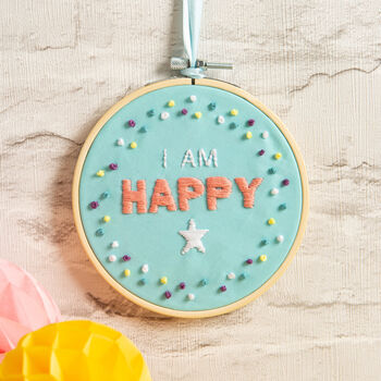 I Am Happy Embroidery Kit, 4 of 4
