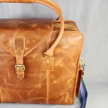 'Markham' Men's Extra Large Leather Holdall In Tan, 3 of 12