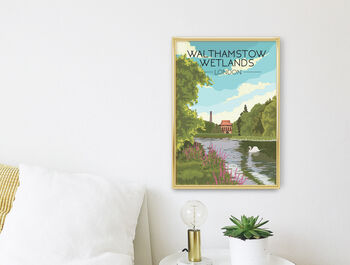 Walthamstow Wetlands Travel Poster Art Print, 3 of 8