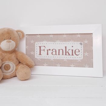Personalised Baby Name Handpainted Framed Fabric Print, 10 of 12