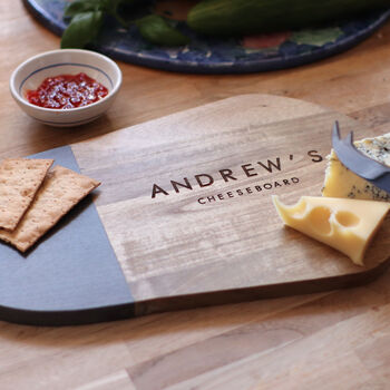 Personalised Wood And Slate Cheese Board, 2 of 4
