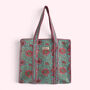 Blue And Pink Block Print Floral Quilted Cotton Tote Bag, thumbnail 5 of 5