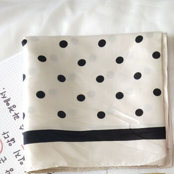 White Polka Dot Silk Square Scarf, 2 of 5