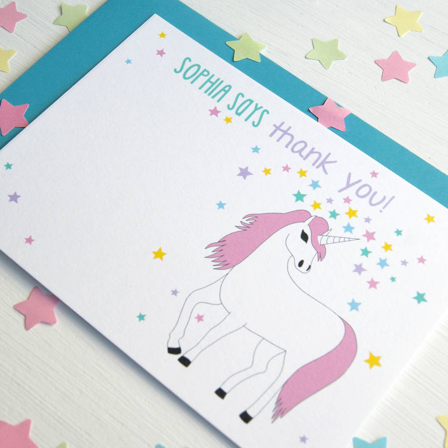 unicorn personalised thank you note cards by superfumi ...
