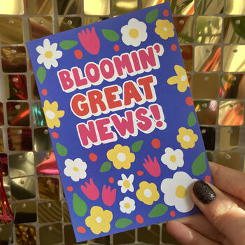 Blooming Great News Funny Flower Congratulations Card, 4 of 5