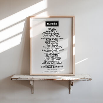 Oasis 2025 Setlist Print, 2 of 8