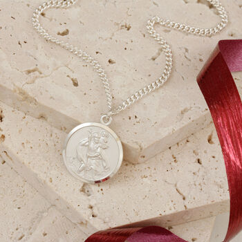 Classic St Christopher Necklace Sterling Silver 18mm, 6 of 9