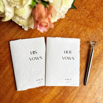 Vow Books Personalised Wedding Vow Cards Cotton Paper, 3 of 10