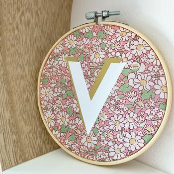Liberty London Personalised Initial Embroidery Hoop, 5 of 7