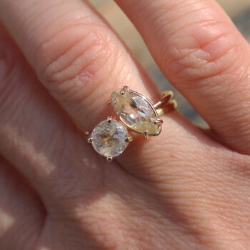 Reya Double Rutilated Quartz Stone Ring In 9ct Gold, 2 of 6