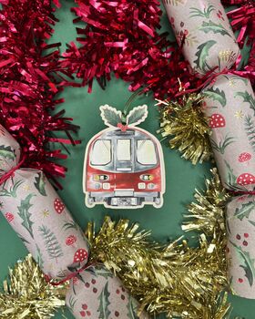 London Tube Train Wooden Christmas Bauble, 2 of 2