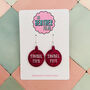 Hot Pink Tinsel Tits Glitter Resin Christmas Earrings, thumbnail 1 of 4