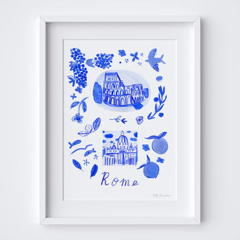 Scenes Of Rome, Italy Blue Tile Inspired Travel Print, 10 of 12