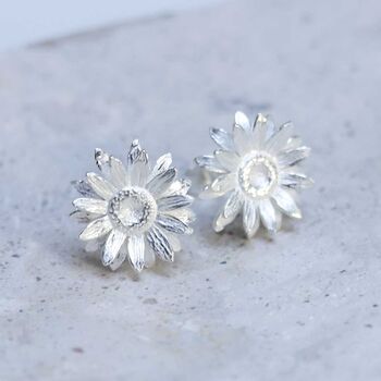 Sterling Silver Daisy Stud Earrings, 2 of 8