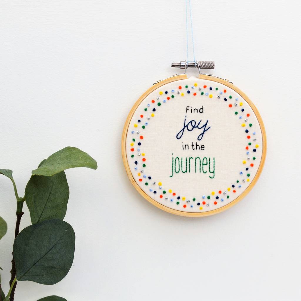Motivational Hand Embroidery Quote Hoop Art, 1 of 3