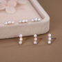 Natural Pearl Trio Stud Earrings In Sterling Silver, thumbnail 3 of 12