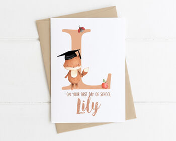 Personalised First Day Of School Card Fox, 5 of 7