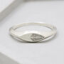 Engraved Sterling Silver Oval Signet Ring Deco Feather, thumbnail 4 of 6