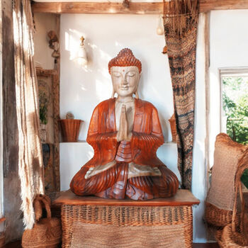 Large Wooden Buddha Statue Ornament For Home Meditation, 7 of 11