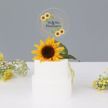 Personalised Wedding Cake Topper With Sunflowers, 5 of 5