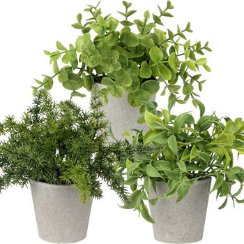 Pack Of Three Artificial Faux Plant In Pots, 5 of 6