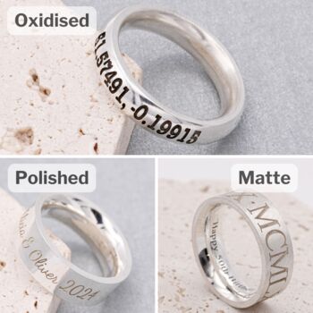 Roman Numerals 10mm Wide Personalised Silver Ring, 10 of 11