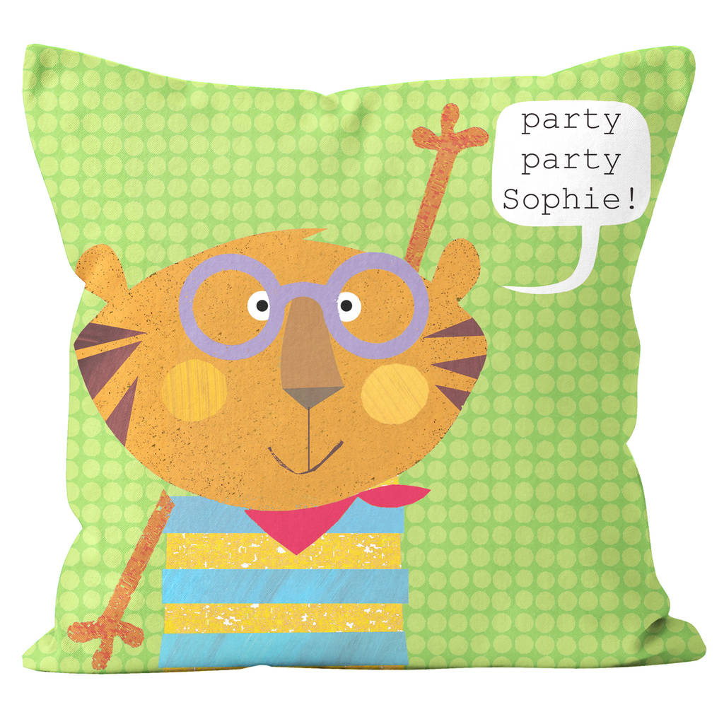 personalised tiger cushion by kali stileman publishing
