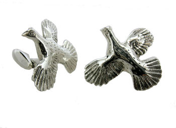 Sterling Silver Grouse Cufflinks, 2 of 3