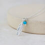 Sterling Silver Small Feather And Turquoise Pendant, thumbnail 3 of 3