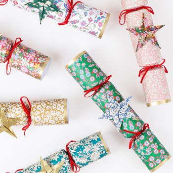 Set Of Six Liberty Print Origami Star Crackers, 2 of 5