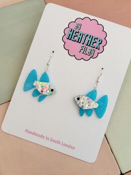 Sparkly Guppy Fish Earrings / Gift For Fish Keepers / Sparkly Fish Earrings, 7 of 9