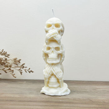 Skull Pillar Candle Halloween Skeleton Decoration, 8 of 8