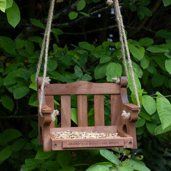 Personalised Wooden Memorial Bench Bird Feeder, 7 of 12