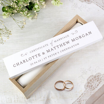 Personalised Wedding Wooden Certificate Holder, 3 of 3