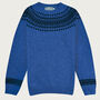 T Lab Archie Blue And Navy Fair Isle Lambswool Jumper, thumbnail 5 of 7