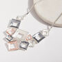 Dusky Pink And Grey Geometric Hollow Square Necklace, thumbnail 1 of 3