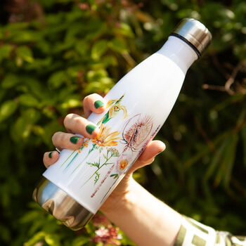 Inky Wildflower Thermal Bottle With Personalisation, 7 of 12
