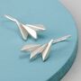 Sterling Silver Drop Earrings. Geometric Fan Shape, thumbnail 8 of 8