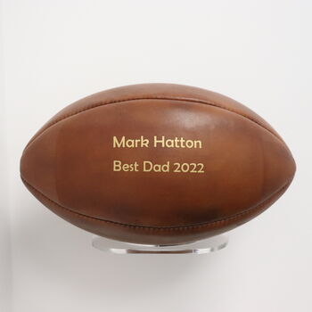 Personalised Vintage Tan Leather Rugby Ball, 6 of 7