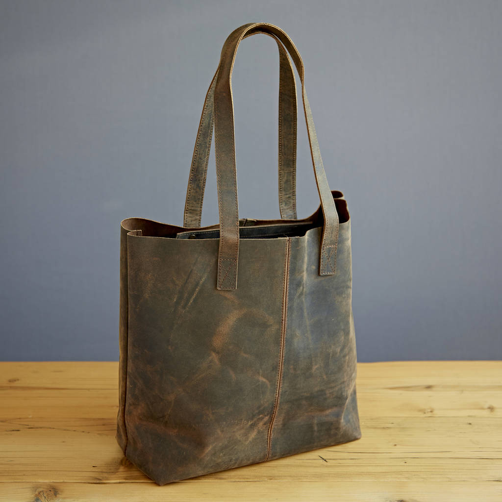 personalised buffalo leather shopping bag by paper high ...