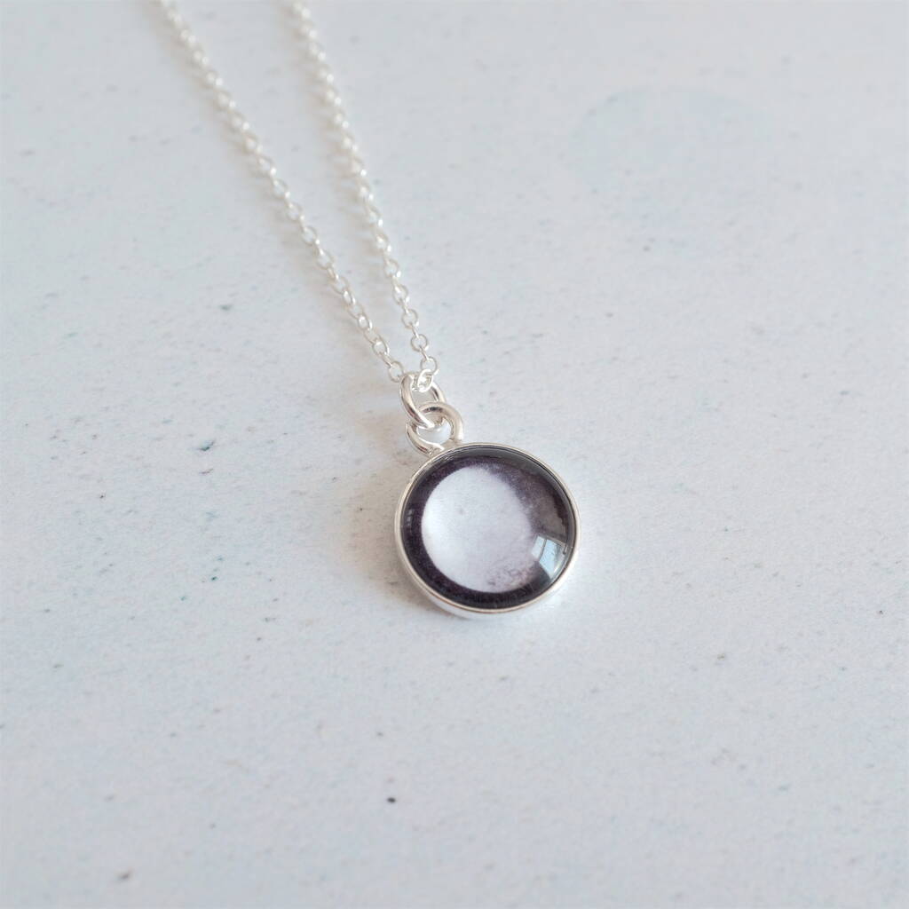 Tiny Personalised Sterling Silver Moon Phase Necklace By Cassiopi ...