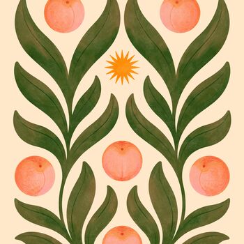 Peaches Botanical Floral Art Print Poster, 4 of 4