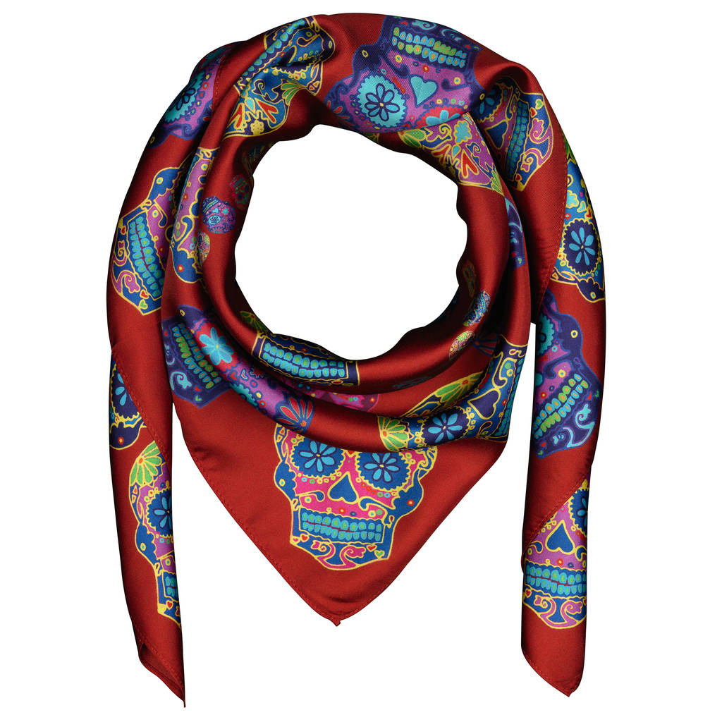 sugar skull silk scarf by wildcard silks | notonthehighstreet.com