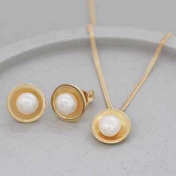 9ct Gold Pearl Necklace. Handmade Pearl Pendant, 4 of 6